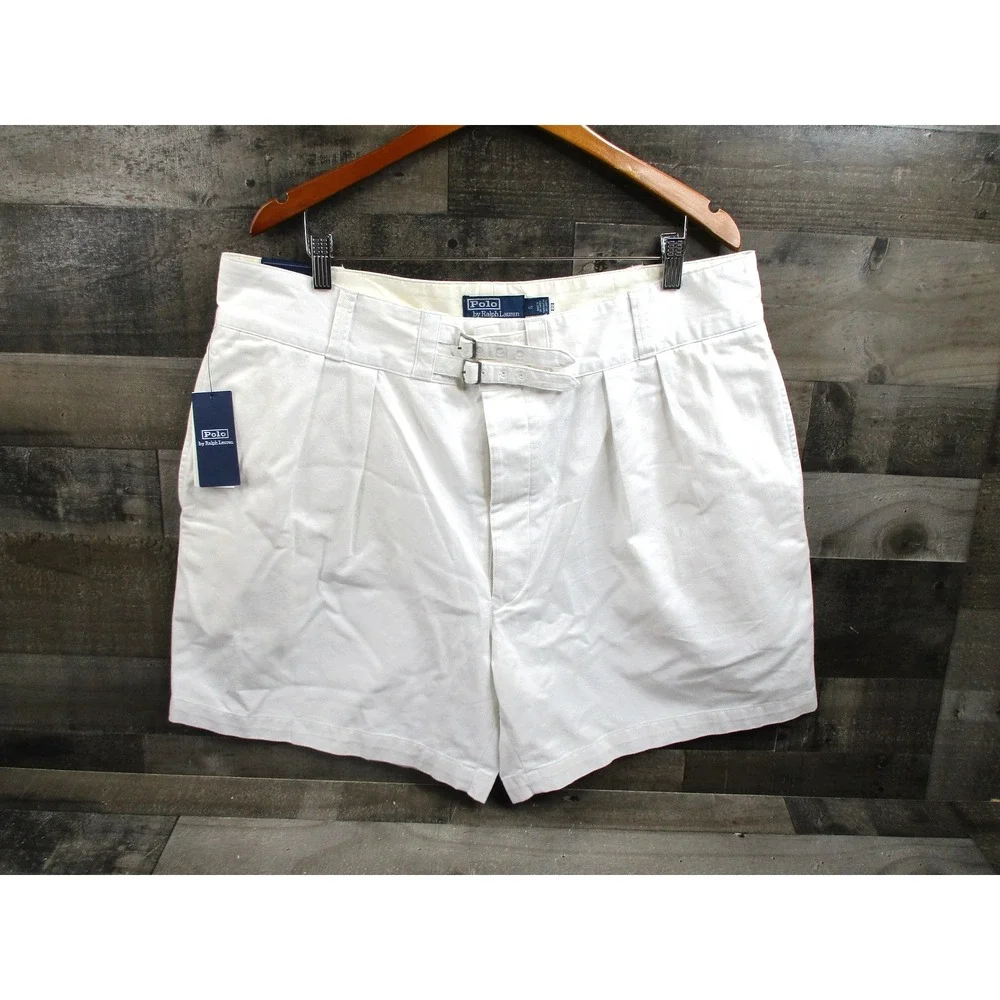 Polo Ralph Lauren Shorts Men 40 White Relaxed Fit Cotton Belted Pleated New $168